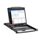 Image de Eaton 16-Port 1U Rack-Mount Console IP KVM Switch with 19 in. LCD, French Keyboard Commutateur KVM - Noir (B020-U16-19-IPF)