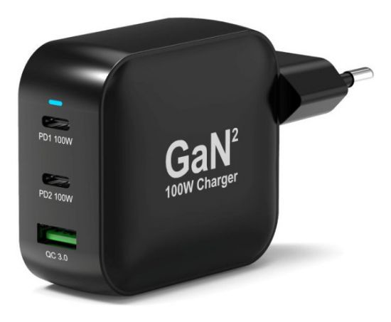 Image de Port Designs GaN², 100W, PD, wall charger with 2M USB-C cable, black Chargeur - Noir (902100PEU)
