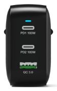 Image de Port Designs GaN², 100W, PD, wall charger with 2M USB-C cable, black Chargeur - Noir (902100PEU)