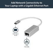 Image de StarTech.com Adaptateur réseau USB-C vers RJ45 Gigabit Ethernet - M/F - Argent (US1GC30A)