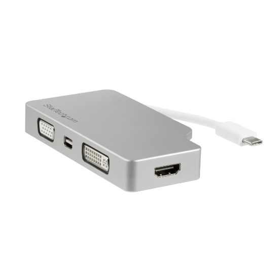 Image de StarTech.com Adaptateur Multiport USB-C avec HDMI/VGA/Mini DisplayPort ou DVI - Convertisseur Moniteur USB Type C vers HDMI 1.4 ou mDP 1.2 (4K) - VGA ou DVI (1080p) - Alumin ... (CDPVGDVHDMDP)