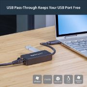 Image de StarTech.com Adaptateur réseau USB 3.0 vers Gigabit Ethernet avec port USB - Noir (USB31000SPTB)