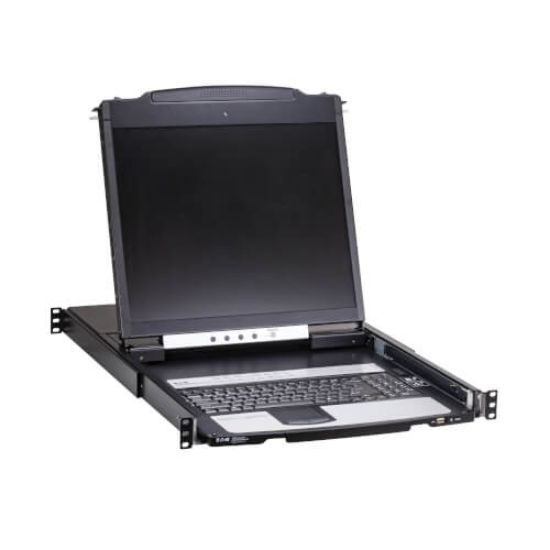 Image de Eaton 16-Port Cat5 KVM over IP Switch - Virtual Media, 19 in. LCD, 1 Remote/1 Local User, 1U Rack-Mount, TAA Commutateur KVM - Noir (B064C-16-1X1-IP)