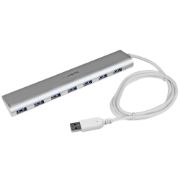 Image de StarTech.com Hub USB à 7 Ports avec Ethernet, USB-A, Gigabit Ethernet/GbE, USB 5Gbps, Design Robuste, Alimentation par Bus, Hub USB 3.0 Portable pour Ordinateur Portable (ST73007UA)