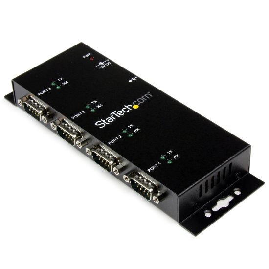 Image de StarTech.com Hub adaptateur USB vers série DB9 RS232 4 ports – Montage sur rail DIN industriel et mural (ICUSB2324I)