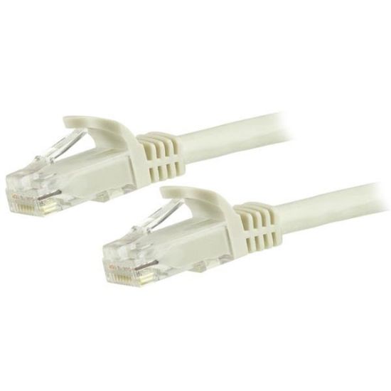 Image de StarTech.com Câble réseau Cat6 Gigabit UTP sans crochet de 5m - Cordon Ethernet RJ45 anti-accroc - M/M - Blanc (N6PATC5MWH)