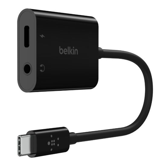 Image de Belkin 3.5mm Audio + USB-C Charge Adapter, black Hub d'interface - Noir (NPA004BTBK)
