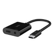 Image de Belkin 3.5mm Audio + USB-C Charge Adapter, black Hub d'interface - Noir (NPA004BTBK)