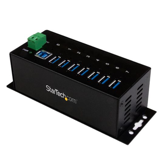 Image de StarTech.com Hub USB 3.0 à 7 ports - 5Gbps - Hub USB-A industriel en métal avec protection ESD et protection contre les surtensions de 350W - Montage sur rail DIN, mural ou s ... (ST7300USBME)