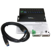Image de StarTech.com Hub USB 3.0 à 7 ports - 5Gbps - Hub USB-A industriel en métal avec protection ESD et protection contre les surtensions de 350W - Montage sur rail DIN, mural ou s ... (ST7300USBME)
