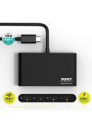 Image de Port Designs USB-C, 5 port, 5V, 1.5A, 30cm, 7.7 x 4.3 x 1.2cm, 48g Hub d'interface - Noir (900147)