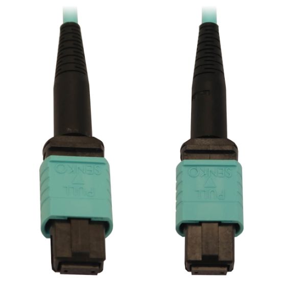 Image de Eaton Tripp Lite 40/100/400G Multimode 50/125 OM3 Fiber Optic Cable (12F MTP/MPO-PC F/F), LSZH, Aqua, 3 m (9.8 ft.) Câble de fibre optique - Couleur aqua,Noir (N844B-03M-12-P)