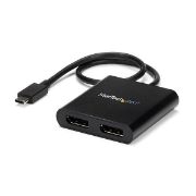 Image de StarTech.com Adaptateur USB-C vers Double DisplayPort 1.2, Hub USB-C Multi-Moniteur MST, Double écran 4K 30Hz/1080p 60Hz DP Extender/Splitter pour Ordinateur Portable, Câble ... (MSTCDP122DP)