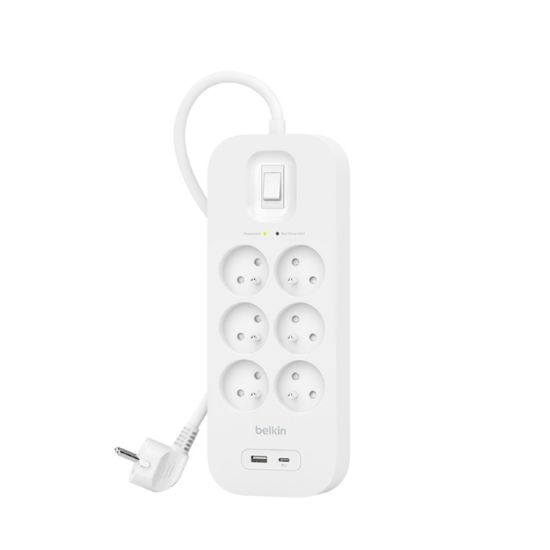 Image de Belkin Connect Blanc 6 sortie(s) CA 2 m (SRB002CA2M)