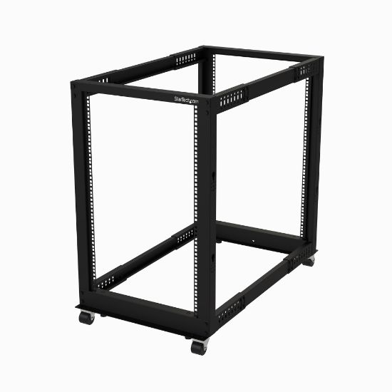 Image de StarTech.com Rack Serveur Mobile 18U 4 Poteaux, Rack Réseau 19" 4 Poteaux avec Roulettes, Rack Roulant avec Profondeur Ajustable pour PC/AV/Données/Informatique - Roulettes, ... (4POSTRACK18U)