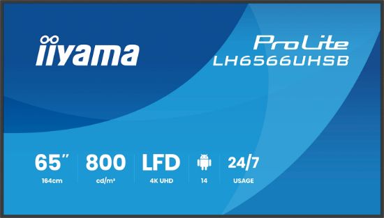 Image de iiyama Écran d'affichage dynamique Écran plat de signalisation numérique 165,1 cm (65") LCD Wifi 800 cd/m² 4K Ultra HD Noir Intégré dans le processeur Android 24/7 (LH6566UHSB-B1AG)