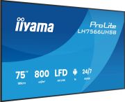 Image de iiyama Écran d'affichage dynamique Écran plat de signalisation numérique 190,5 cm (75") LCD Wifi 800 cd/m² 4K Ultra HD Noir Intégré dans le processeur Android 24/7 (LH7566UHSB-B1AG)
