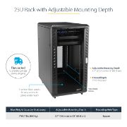 Image de StarTech.com Armoire Rack Serveur 25U à 4 Montants, Armoire Verrouillable 19" pour Ordinateur/AV/Équipement IT, Rack Réseau pour Bureau/Domicile avec Roulettes et Rails de Mont ... (RK2536BKF)