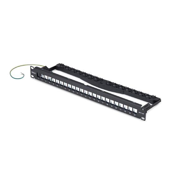 Image de StarTech.com Panneau de Brassage Keystone Vierge 24 Ports 1U avec Barre de Gestion des Câbles, Panneau Patch Cat6 Monté en Rack pour Prises Réseau Ethernet RJ45 STP (C6PANELSTP241U)