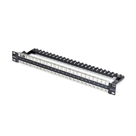 Image de StarTech.com Panneau de Brassage Keystone Vierge 48 Ports 1U avec Barre de Gestion des Câbles, Panneau Patch Cat6 Monté en Rack pour Prises Réseau Ethernet RJ45 STP (C6PANELSTP481UCM)