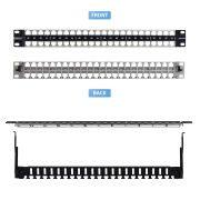 Image de StarTech.com Panneau de Brassage Keystone Vierge 48 Ports 1U avec Barre de Gestion des Câbles, Panneau Patch Cat6 Monté en Rack pour Prises Réseau Ethernet RJ45 STP (C6PANELSTP481UCM)