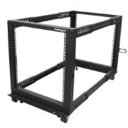 Image de StarTech.com Rack Serveur Mobile 12U 4 Poteaux, Rack Réseau 19" 4 Poteaux avec Roulettes, Rack Roulant avec Profondeur Ajustable pour PC/AV/Données/Informatique - Roulettes, ... (4POSTRACK12U)