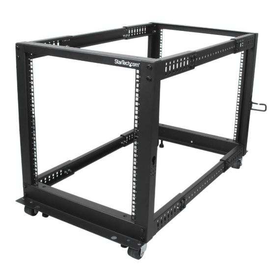 Image de StarTech.com Rack Serveur Mobile 12U 4 Poteaux, Rack Réseau 19" 4 Poteaux avec Roulettes, Rack Roulant avec Profondeur Ajustable pour PC/AV/Données/Informatique - Roulettes, ... (4POSTRACK12U)