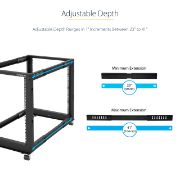 Image de StarTech.com Rack Serveur Mobile 12U 4 Poteaux, Rack Réseau 19" 4 Poteaux avec Roulettes, Rack Roulant avec Profondeur Ajustable pour PC/AV/Données/Informatique - Roulettes, ... (4POSTRACK12U)