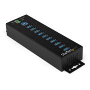 Image de StarTech.com Hub USB 3.0 10 ports avec adaptateur d'alimentation - Hub USB-A industriel en métal avec protection contre les décharges électrostatiques et les surtensions de 35 ... (HB30A10AME)