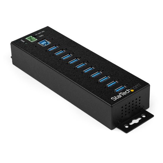 Image de StarTech.com Hub USB 3.0 10 ports avec adaptateur d'alimentation - Hub USB-A industriel en métal avec protection contre les décharges électrostatiques et les surtensions de 35 ... (HB30A10AME)