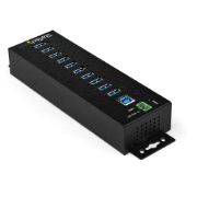 Image de StarTech.com Hub USB 3.0 10 ports avec adaptateur d'alimentation - Hub USB-A industriel en métal avec protection contre les décharges électrostatiques et les surtensions de 35 ... (HB30A10AME)