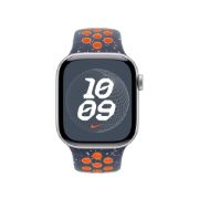 Image de Apple Bracelet Sport Nike Flamme bleue 42 mm - S/M - Bleu, Orange (MYJW3ZM/A)