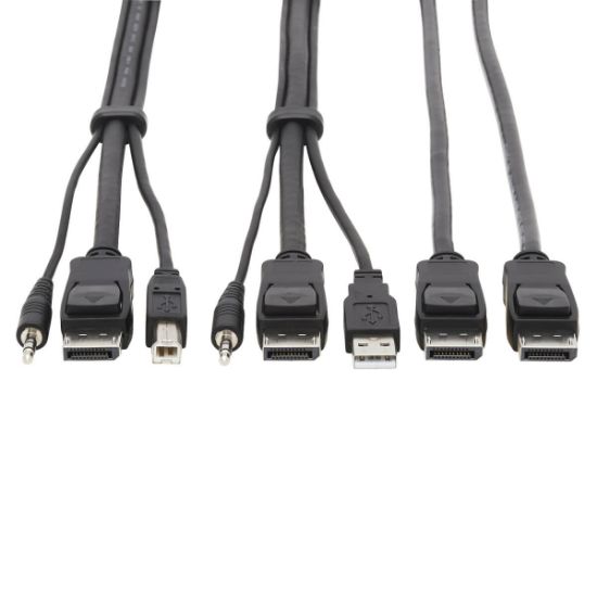 Image de Eaton Tripp Lite Dual DisplayPort KVM Cable Kit - DP, USB, 3.5 mm Audio (3xM/3xM) + DP (M/M), 4K, 4:4:4, 6 ft. (1.83 m), Black Câbles KVM - Noir (P783-006-DP)