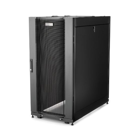 Image de StarTech.com Armoire Rack Serveur 25U à 4 Montants, Armoire Verrouillable 19" pour Ordinateur/AV/Équipement IT, Rack Réseau pour Bureau/Domicile avec Roulettes et Rails de Mont ... (RK2537BKM)