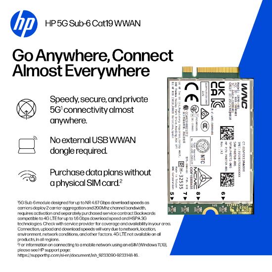 Image de HP 5G WWAN carte et adaptateur d'interfaces (D91ZTAA)