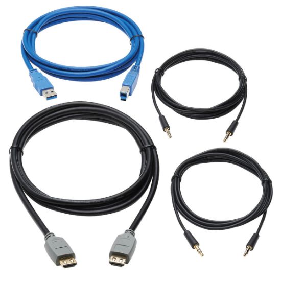 Image de Eaton Tripp Lite HDMI KVM Cable Kit for B005-HUA2-K and B005-HUA4 KVM, 4K HDMI, USB 3.2 Gen 1, 3.5 mm, 6 ft. (1.8 m) Câbles KVM - Noir,Bleu,Gris (P785-HKIT06)