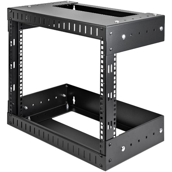 Image de StarTech.com Rack Réseau Mural 8U à 2 Montants, Rack Serveur 19" à Cadre Ouvert avec Profondeur Ajustable, Rack de Données Mural pour IT/AV/Panneau de Patch/ Equipement IT - ... (RK812WALLOA)