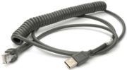 Image de Datalogic Cable USB Type A, Coiled, POT, 2.4m Accessoire de lecteurs de codes à barres - Noir (CAB-524)