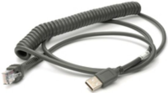 Image de Datalogic Cable USB Type A, Coiled, POT, 2.4m Accessoire de lecteurs de codes à barres - Noir (CAB-524)
