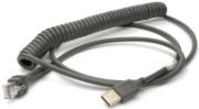 Image de Datalogic Cable USB Type A, Coiled, POT, 2.4m Accessoire de lecteurs de codes à barres - Noir (CAB-524)
