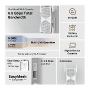 Image de TP-Link prolongateur réseau Répéteur réseau Blanc 2500 Mbit/s (RE405BE)