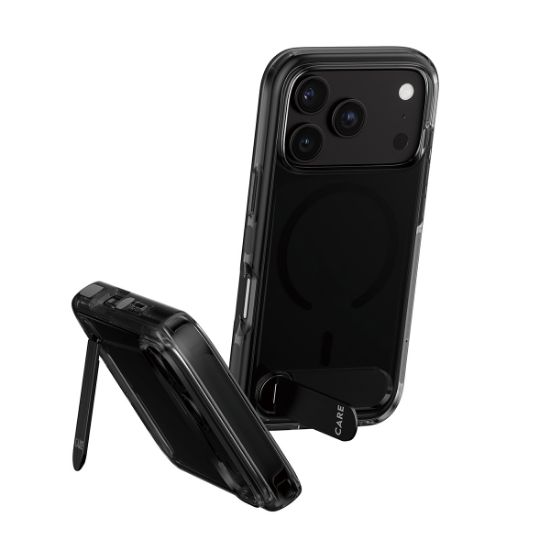 Image de PanzerGlass CARE™ by ® Kickstand Case Smokey w. Black MagSafe iPhone 2026 Pro | 17 Pro coque de protection pour téléphones portables Housse Transparent (CR23365)