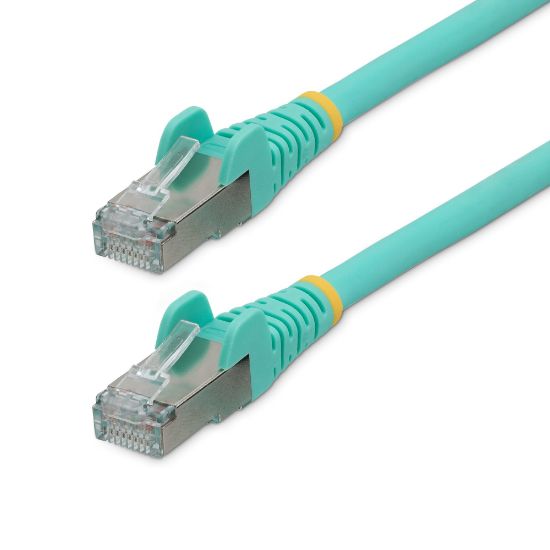 Image de StarTech.com Câble Ethernet CAT6a 5m - Low Smoke Zero Halogen (LSZH) - 10 Gigabit 500MHz 100W PoE RJ45 S/FTP Cordon de Raccordement Réseau Snagless Turquoise avec Déc ... (NLAQ-5M-CAT6A-PATCH)