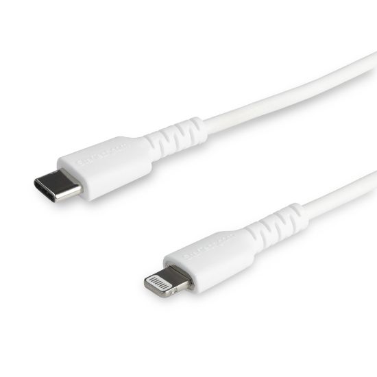 Image de StarTech.com Câble USB-C vers Lightning Blanc Robuste 1m - Câble de Charge/Synchronistation USB Type C vers Lightning Fibre Aramide - iPad/iPhone 12 Certifié Apple MFi (RUSBCLTMM1MW)