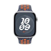 Image de Apple Bracelet Sport Nike Flamme bleue 46 mm - S/M - Bleu,Orange (MYLA3ZM/A)