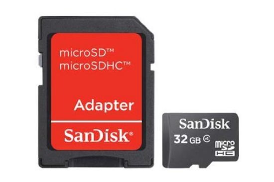 Image de SanDisk , 32GB microSDHC w/ adapter, Black Mémoire flash - Noir (SDSDQM-032G-B35A)