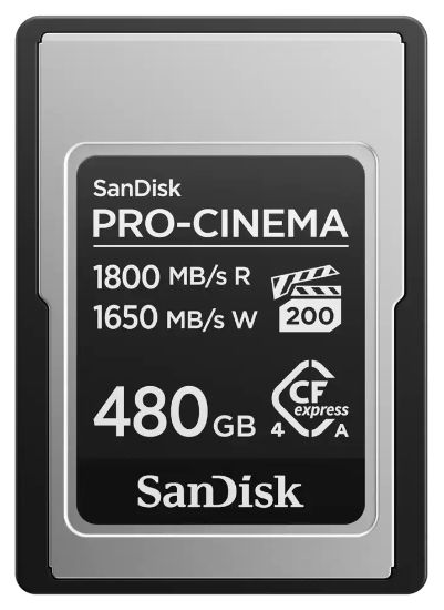 Image de Sandisk PRO-CINEMA CFexpress Type A Card - 480GB Mémoire flash - Noir,Mtallique (SDCFEA-480G-GN4NN)