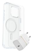 Image de OtterBox Symmetry Series Clear for MagSafe + Premium Glass + Fast Charge Wall Charger USB-C 30W Type C pour Apple iPhone 16 Pro Max - Transparent (78-81435)