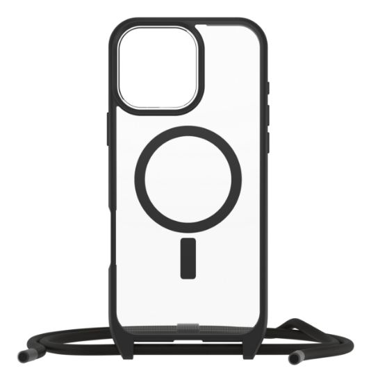 Image de OtterBox React Necklace Series pour MagSafe pour iPhone 16 Pro Max, Black Crystal - Noir,Transparent (77-96836)
