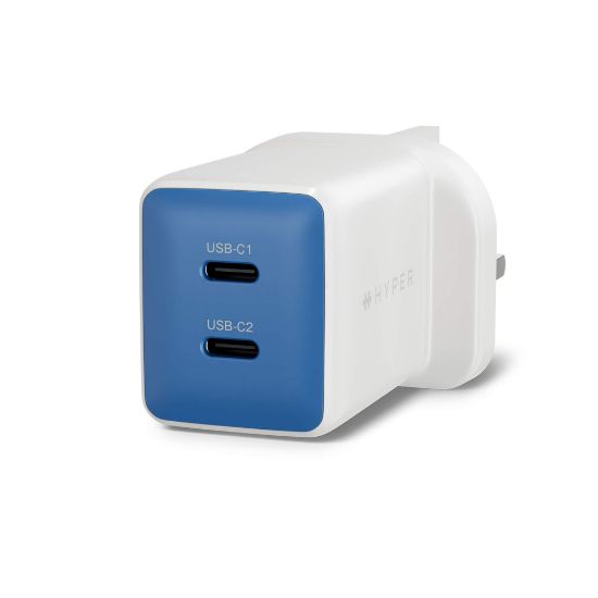 Image de Targus HyperJuice Flex 45W GaN Ordinateur portable, Smartphone, Casque, Consoles portables Blanc, Bleu Secteur Intérieure (HJ1201BUUK)